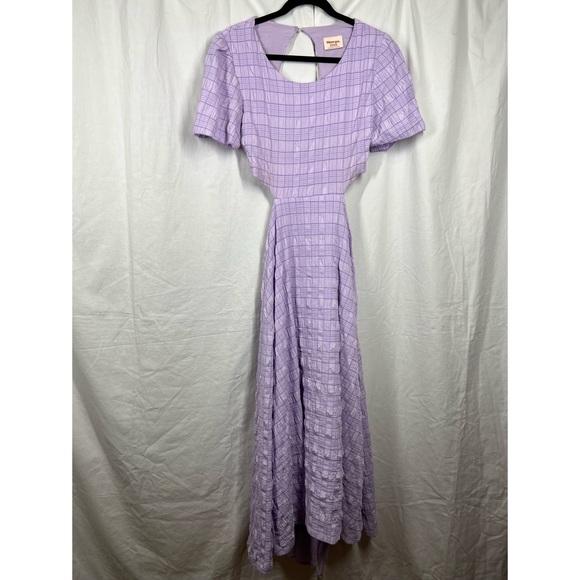 Showpo lilac check textured cutout maxi dress Akara open back - Picture 4 of 13